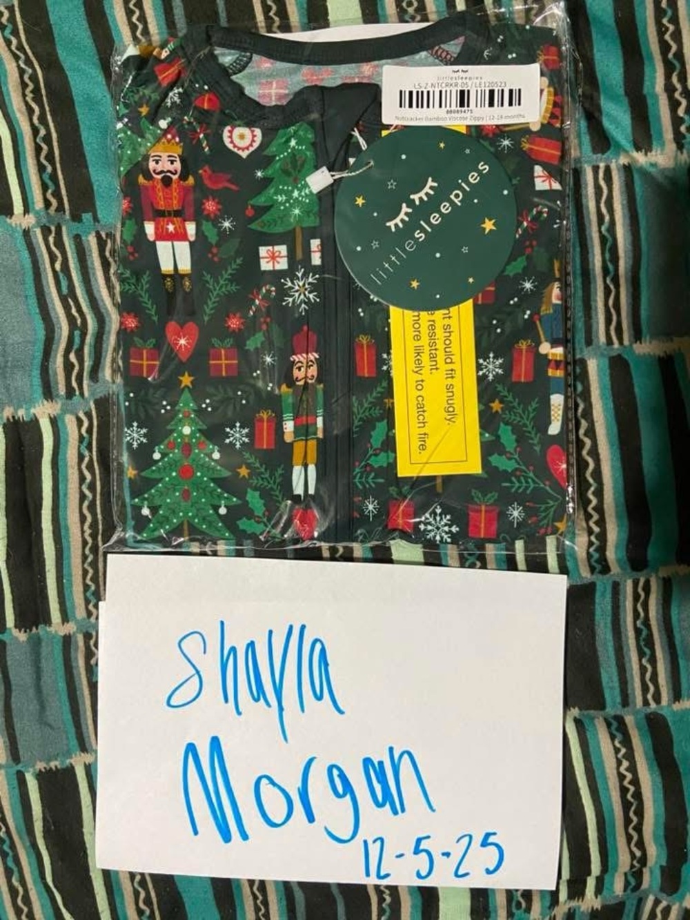 Little Sleepies Green Nutcracker & Christmas Tree Holiday Zippy